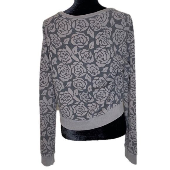 Abercrombie & Fitch Womens Gray Floral Long Sleeve Cropped Sweatshirt Size L - Picture 6 of 8